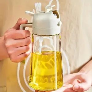 Glass Oil Sprayer for Cooking - BPA Free 2 in 1 Olive Oil Dispenser, Food-Grade Kitchen Oil Mister for Air Fryer, Salad, BBQ, Frying - Non-Drip, Easy-to-Use Atomization Bottle