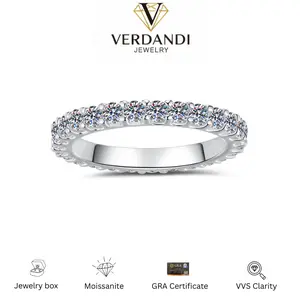 Full Stackable Moissanite Eternity Ring Band in s925 Sterling Silver birthday gift jewelry