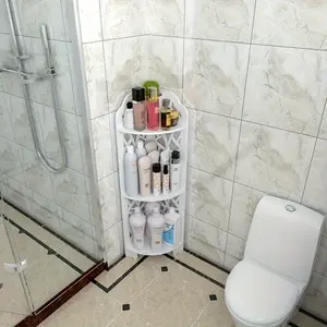 New 3-Tier Rustproof Corner Shower Shelf - Premium Waterproof Storage Solution for Bathroom Organization Easy Install Slip-Resistant Space-Saving Design Organiser Racks