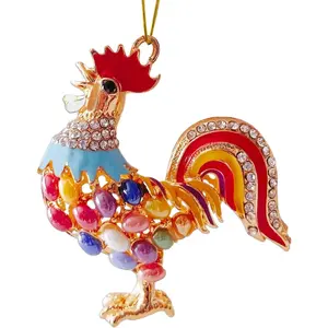 Chicken Christmas Ornaments 2025, Chicken Ornaments for Christmas Tree, Rooster Ornament with Rhinestones, Chicken Decorations,Gifts for Chicken Lovers