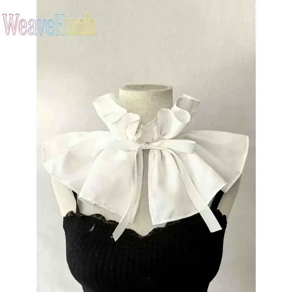 Women's DIY Bag Accessory - Soft Fabric Vintage Ruffle Mock Neck Detachable Collar with Bow Tie for Parties, Parties/Formal, Formal Occasions, Ruffle Bow Tie
