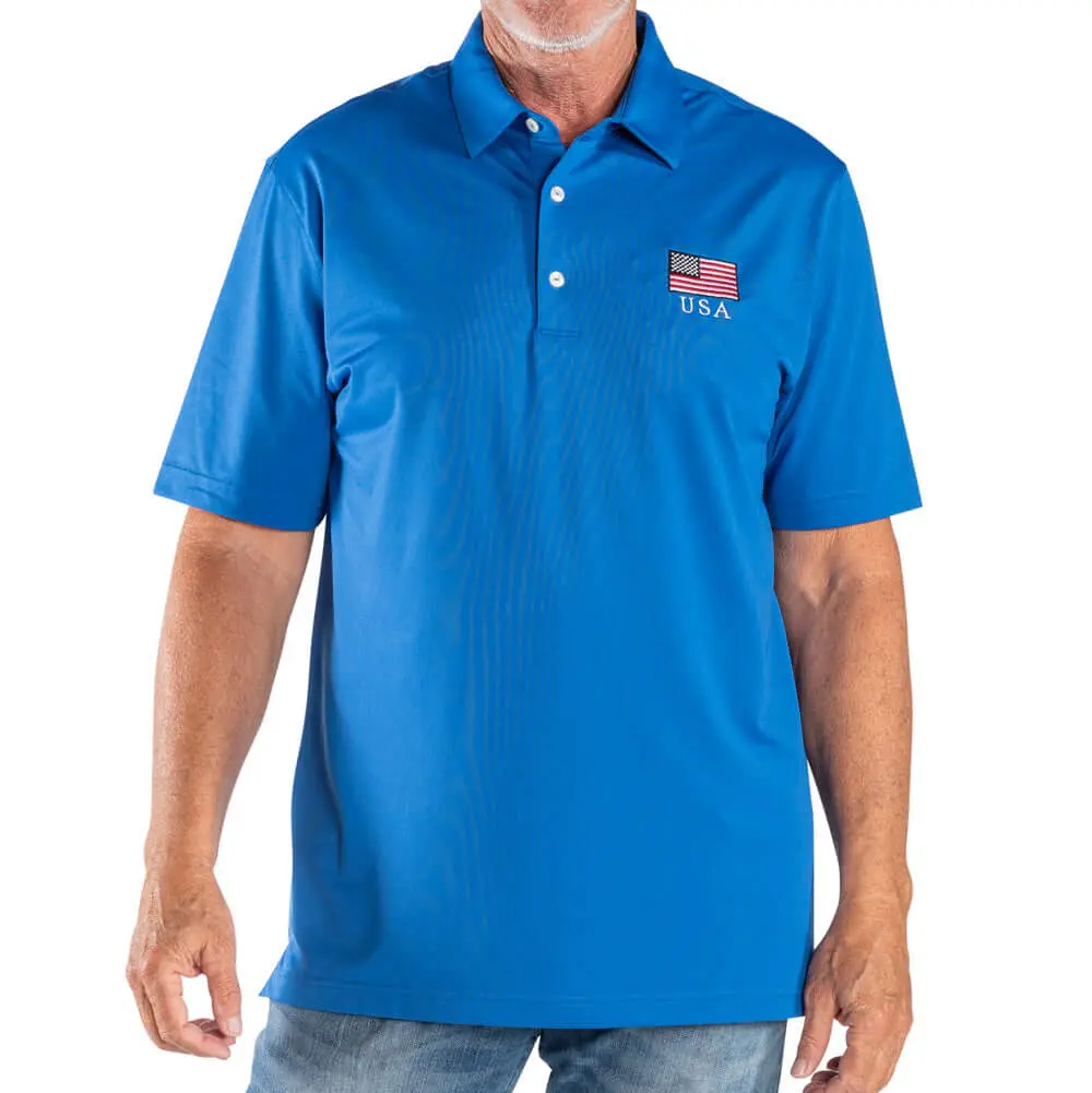 Men's Greg Norman Freedom Pique USA Polo Shirt Casual