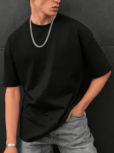 Men's Plain Solid Color Short Sleeve Tee, Regular Fit Casual Fashion T-shirt for Summer, Men's Top for Daily Wear, Menswear