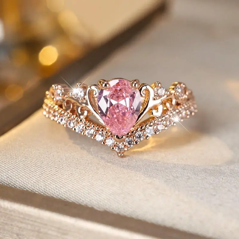 Fashion Heart Shaped Ring, Beautiful Rings, Artificial Zircon Decor Ring, fashion Accessories for Women & Girls, Casual Jewelry for Party, Daily Clothing Decor, Trendy All-match & Exquisite Jewelry for Birthday Gift