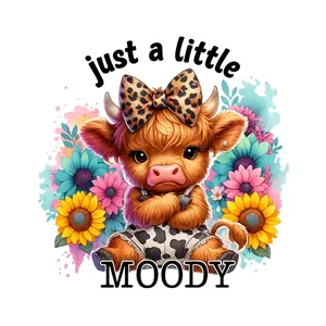 3PC Cute Calf Floral Leopard Bow Heat Transfer Sticker, Durable Waterproof Vinyl, Diy Material, Cartoon Fun Style, Suitable for DIY on T-Shirts, Hoodies, Jeans, Jackets, Backpacks, Pillows, etc.