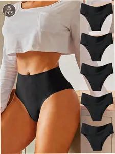 Seamless High Waisted Briefs 5 Pack Wide Waistband Everyday Comfort Underwear