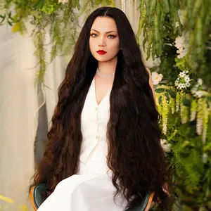 [Mermaid Series] FF WIG Body Wave Raw Human Hair Glueless Wig 36 Inches 9*6 Pre-Cut HD Lace 250% Density Natural Black Wear Go Wig with special drawstring
