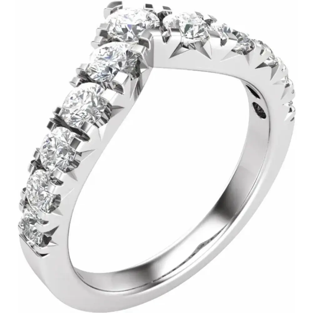 1ct TW Graduated Diamond Wedding Curved Contour Ring 14k Gold Lab Grown