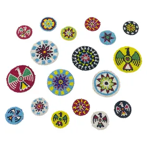 Native American Design Beaded Rosettes - Beaded Indian Medallions - Black Powder Beadwork for Crafts