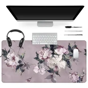 Extra Large Floral Pattern Mouse Pad Pink and White Flower Gaming Mouse Pad 35x16 Inch Computer Keyboard Mousepad Suitable for Families, Offices and Schools. Perfect Gift for Family Members and Friends