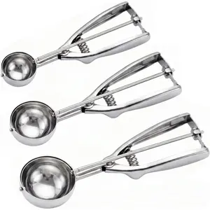3Pcs 18/8 Stainless Steel Cookie Scoop Set Ice Cream Scooper with Trigger Release for Baking Cookie Dough