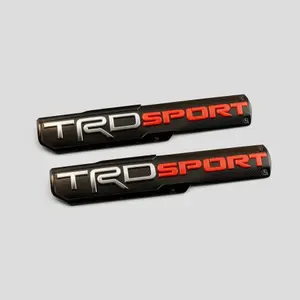 TRD Sport Door Emblems for Toyota – Black & Red 3D Badges, No Drill, Fits Tacoma Tundra 4x4