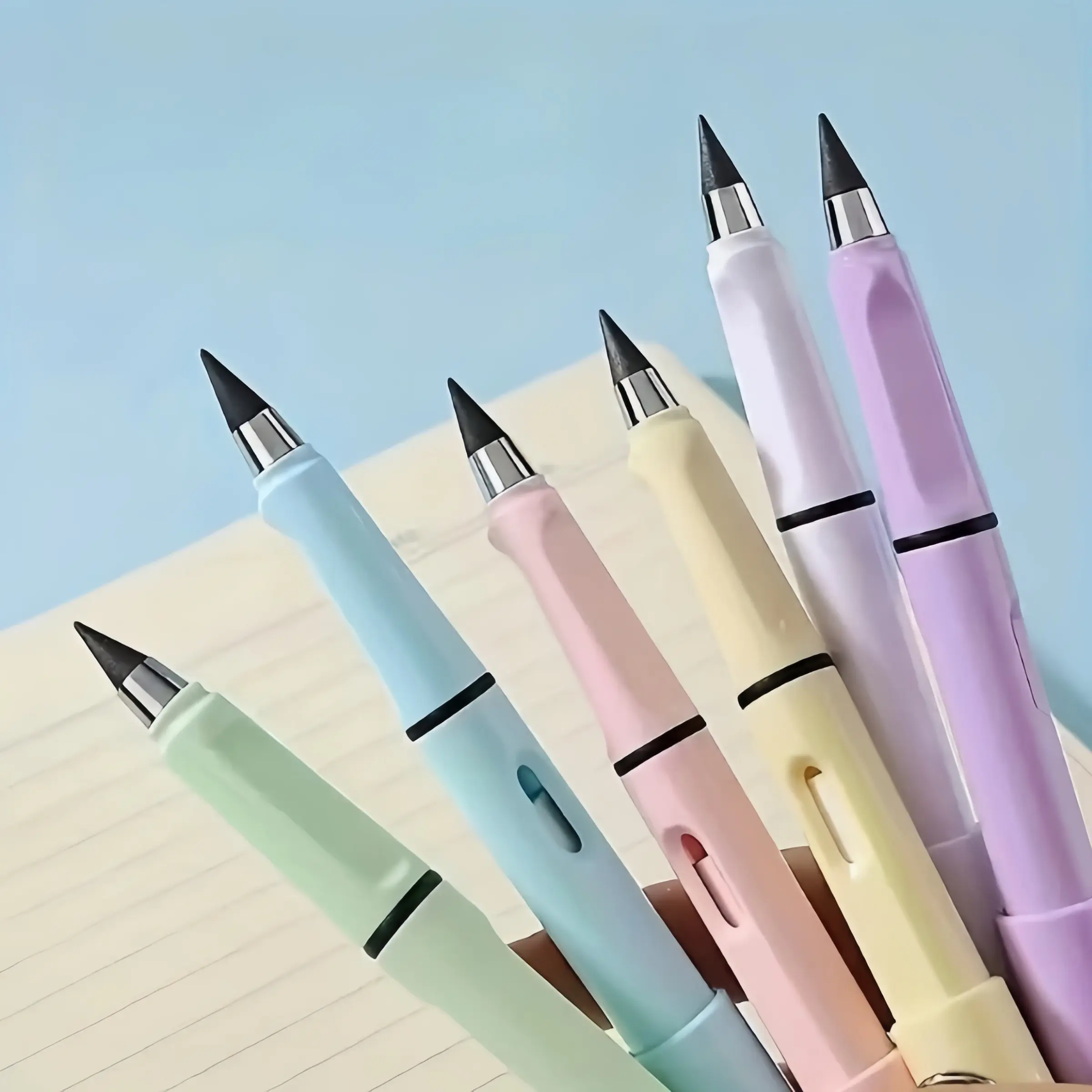 6/12 pcs Technology Infinite Pencils, 0.5 mm Permanent Unbreakable Straight-Rod Pencils, No-Sharpening Mechanical Pencil Set, Multi-Color Writing Stationery, School Supplies