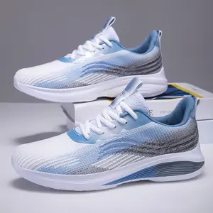 Men's/Women's Breathable Knit Running Shoes Lightweight Non-Slip Casual Trainers Comfortable Footwear for Runners Boys Walking Sports Use Fresh Blue-Gray Sleek Black-Gray Soft Pink-White