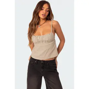 Linen Look Open Back Top