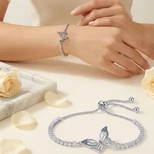 Cubic Zirconia Pull String Bracelet for Women Adjustable Sparkling Tennis Bracelet Jewelry for Christmas Party and Anniversary