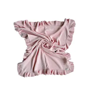 Classic Ruffle Baby Blanket - Powder Pink