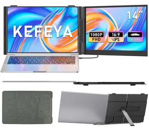 KEFEYA Laptop Screen Extender, 14" FHD 1080P Portable Monitor for Laptops, 0.19" Ultra-Thin Laptop Monitor Extender for 13-17" with USB-C/HDMI Port, Plug n Play for Windows/Mac/Android/Switch/PS5 summervibes