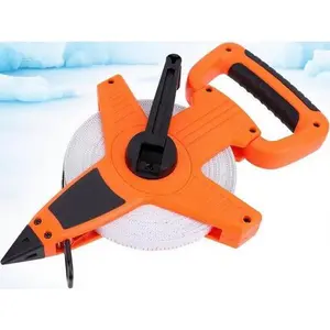 100-Foot Fiberglass Measuring Tape with Inch/Metric Scale, Durable Impact-Resistant Orange Casing, 30-Meter Long Heavy-Duty Tape Measure, 1/2-Inch Wide Blade for Precise Measurements, Reusable Construction Tool