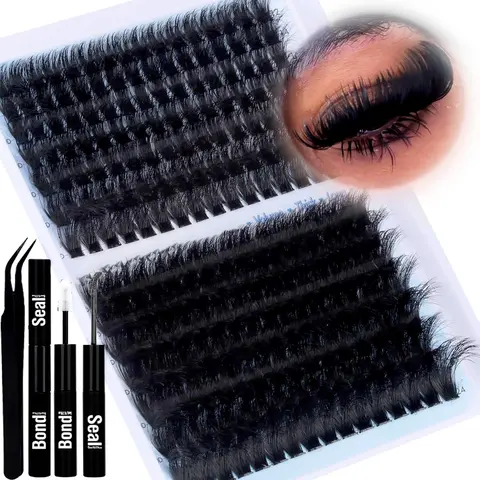【Black Friday】224 Pcs Fluffy D Curl Eyelash Extensions Set, Mixed Lengths 12–24 mm, Dense Volume Lash Clusters, Easy to Apply, Perfect for Beginners and Salons, Eyelash Extensions, Voluminous False Eyelashes