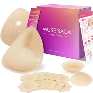 Muse Saga Push Up Sticky Bra Inserts – Seamless, Reusable Invisible Adhesive Pads for Strapless & Backless Dresses