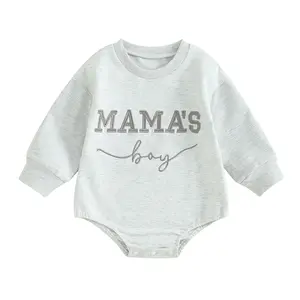 Newborn Baby Boy Romper Mamas Boy Onesie Sweatshirt Long Sleeve Oversized Bodysuit Infant Fall Romper