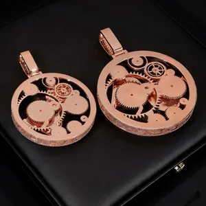 925 Real Silver Large Hiphop Fully Iced-Out Hourglass Pendant, Men's Jewelry Necklace