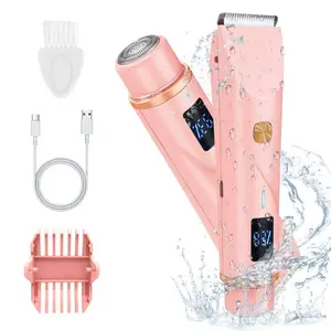 Women's Electric Dual Headed Shaver, 2 in 1 Bikini Trimmer, USB Rechargeable Electric Razors, Body Hair Trimmer, Showerproof Cordless Shaver, Lithium Ion Batteries