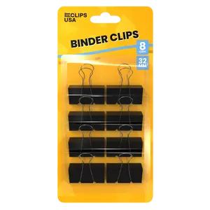 Large Binder Clips - Black Plastic Cap, 1.25-inch, Steel Wire, 8 Pack