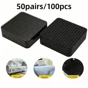 New Strengthened Larger 100pcs/50pairs Scratch-Resistant Strong Adhesive Tape, DIY Car Foot Mat Self-Adhesive Wire Organizer, Versatile Use