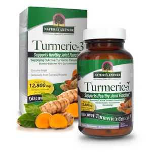 Natures Answer Turmeric-3 - 90 Vegetarian Capsules | Potent Joint Support | Reduces Inflammation | Joint Pain Relief | Vegan, Non-GMO, Gluten-Free | Single Count