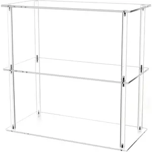 Rectangular 3 Tier Clear  with Metal Tabletop Display Stand for Desktop Shelf, Bathroom   Makeup Organization Shelves,  Decor Display Stand (Large 3 Tier)