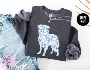 Blue Toile Australian Shepherd Sweatshirt Hoodie, Dog Lover Pullover, Cute Aussie Gift, Aussie Hoodie, Dog Mom Sweatshirt, Aussie Apparel
