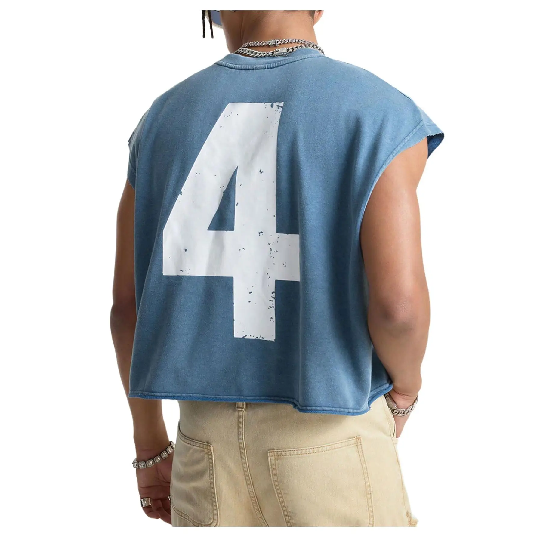 Men's Baggy Tank Top with Number Graphic, Soft Casual Drop Shoulder Cap Sleeve Muscle Shirt for Summer Streetwear & Workout