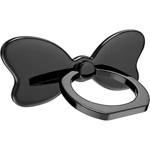 Metal Cell Phone Finger Ring Stability Holder Back Stand Collapsible Hand Grip Knob Loop Car Mount Hook Kickstand 360 for iPhone Samsung Galaxy Mobile Cute Accessories (Black)