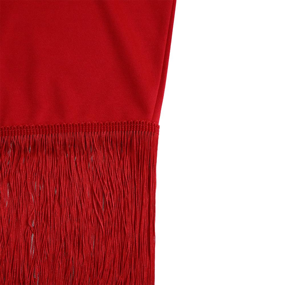 Solid color hip hugging fringe dress