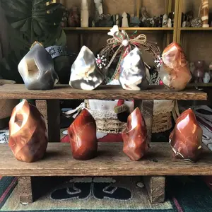 Natural Crystal Orca agate and Carnelian Flame Collection