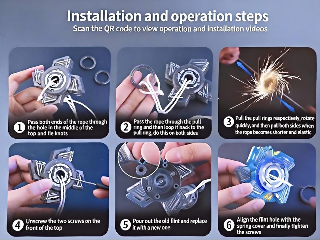 Pull String Fire Spinner Toy – Spark Wheel with Glowing Effect, Fun  Gift