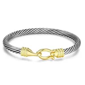 Twisted Cable & Chain Link Jewelry Set – Stackable Knot & Hook Bangle Bracelets for Women Perfect Mother's Day Gift