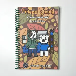 Friendsgiving Bold and Simple Cute Coloring Book for Adults & Kids With Adorable Animal Characters Celebrating Fall and Thanksgiving