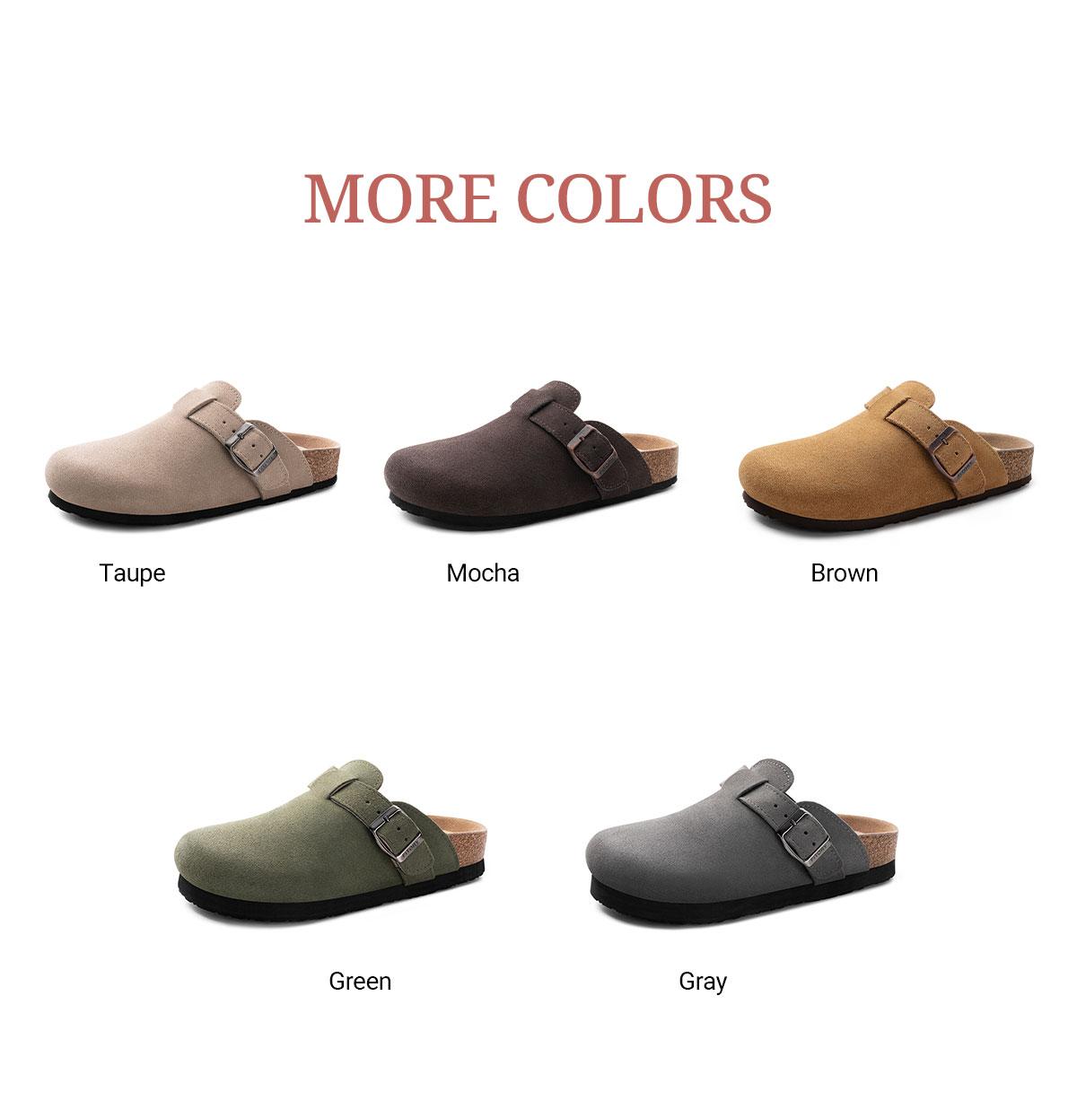 FITORY Breathe I | Women’s Suede Clogs, Womens Round Headed Cork Clogs, Suede Leather, Adjustable Straps Size 6-11