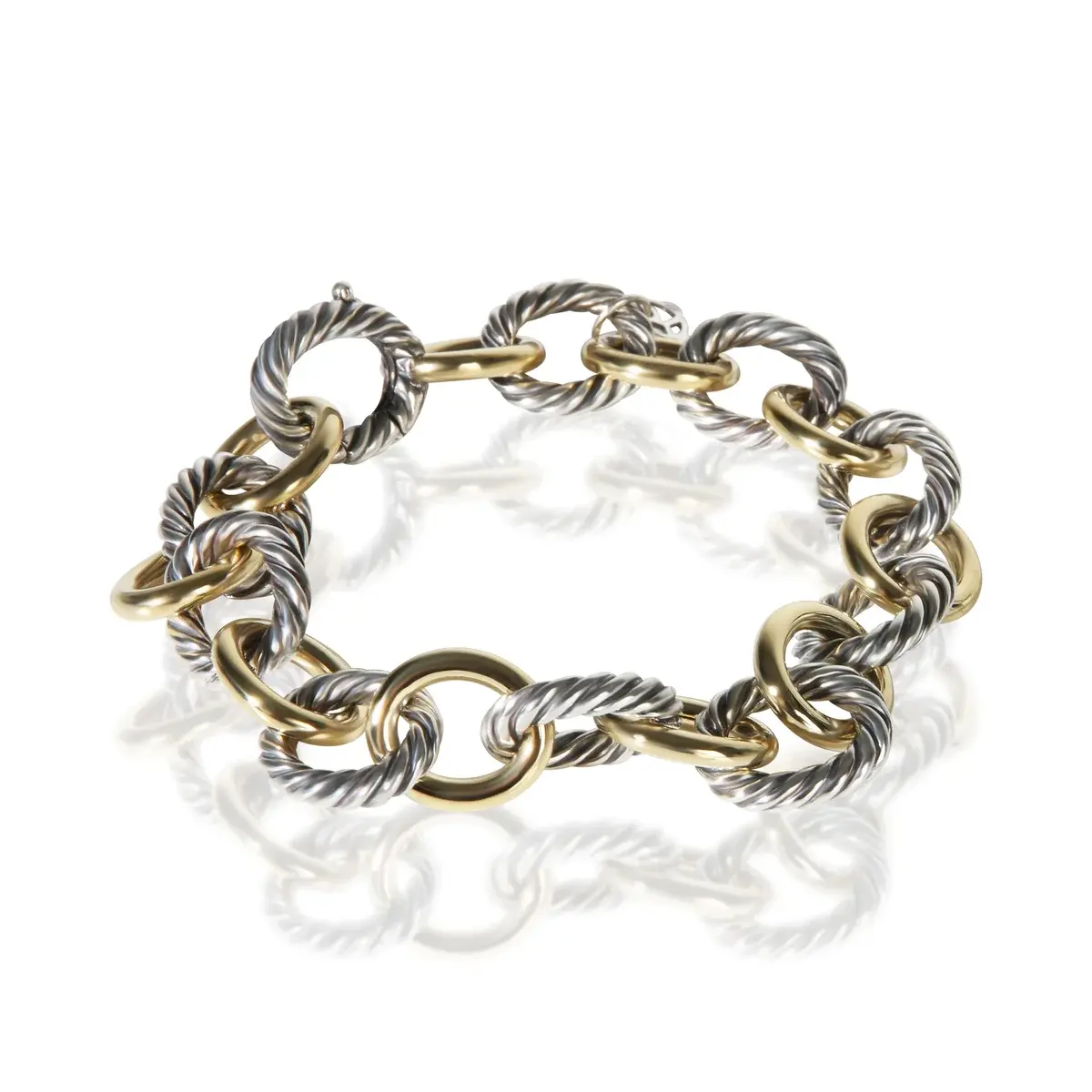 Pre-owned NY156746 David Yurman 1 4 18K Yellow Gold And Sterling Silver Oval Link Bracelet