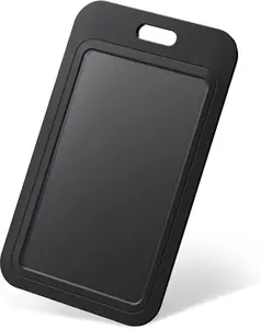 3 Pack Sliding ID Badge Holder Hard Black Vertical Plastic Card Case Protector Pouch with Clear Window for Office School ID Credit Cards Proximity Key Cards Driver’s Licenses and Passes