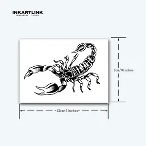 INKARTLINK Tattoo Tech, 2 Sheets Medium Semi Permanent Tattoo, Adult Art Design Temporary Tattoos, Lasts 1-2 Weeks, Waterproof, Realistic Look, No Adhesive, No Reflection (Scorpion Design)