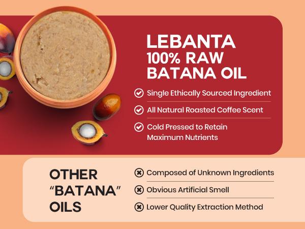 Lebanta Raw Batana Oil for Hair Growth - 100% Pure, Organic 4oz Batana from Honduras for Thick and Strong Natural Hair - Dr. Sebi Unrefined Cold Pressed Cosmetic Scalp Mask for Men & Women (1 Pack)