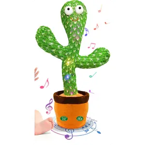 Interactive Toys Dancing Talking Cactus Toy,Funny Gift , Singing Musical Record Repeat What You Say Light Up Toy for Toddler (Volume Adjustment)