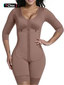 1 Count Women's Long Sleeve Colombian Shapewear Bodysuit, Butt Lifting & Tummy Control Romper with Adjustable Buckle on Chest, High waist Girdle, Body Sculpting Garment, Fall Winter Fashion Shapewear Romper, Underwear, Suitable for Daily Wear