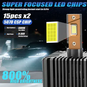 2pcs 220W D1S D3S D8S D2S D4S LED Headlight Bulbs, 800% Brighter with 30-Core CSP Chips, Direct Plug to Ballast No Wiring, True OEM Fitment Plug & Play, Best Car Accessories for Night Driving Safety