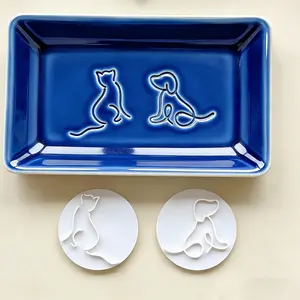 2pcs Cat and Dog Shaped Pottery Clay Stamp Set, Easy Design for Ceramic Art, Perfect for Beginners, Create Unique Ceramic Pieces