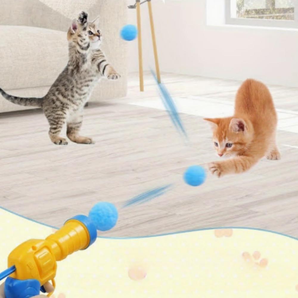 60pcs Colorful Cat Plush Ball Toy Set with Interactive Launcher - Durable Indoor Cat Chase & Licking Balls, Safe & Stimulating Play Kit for All Breeds, Ideal Christmas Gift for Cat Enthusiasts,